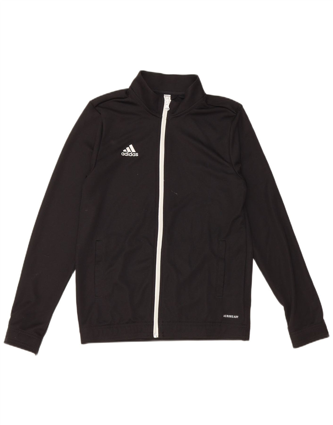 ADIDAS Boys Aeroready Tracksuit Top Jacket 13-14 Years Black Polyester