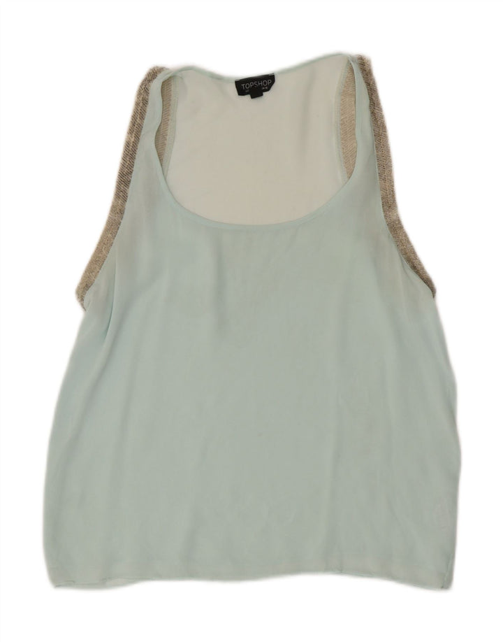 Topshop Womens Sleeveless Blouse Top UK 10 Small Blue Polyester