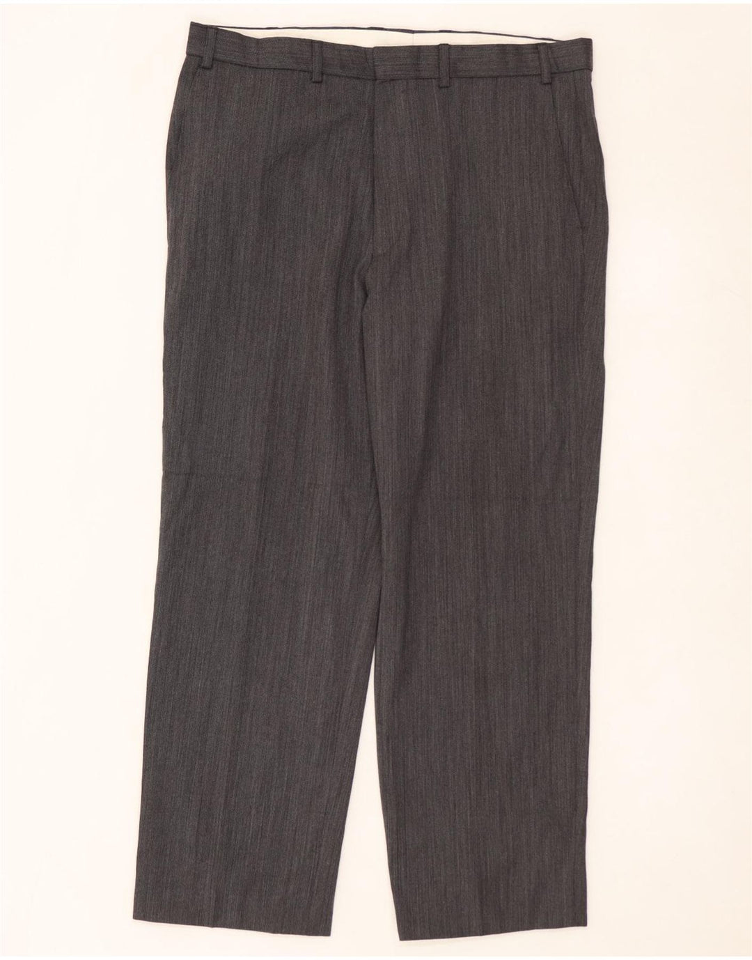 MARKS & SPENCER Mens Straight Chino Trousers W36 L29 Grey Polyester