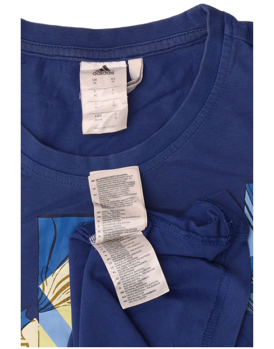 ADIDAS Mens Climalite Graphic T-Shirt Top Medium Blue Cotton