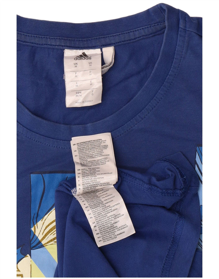 ADIDAS Mens Climalite Graphic T-Shirt Top Medium Blue Cotton