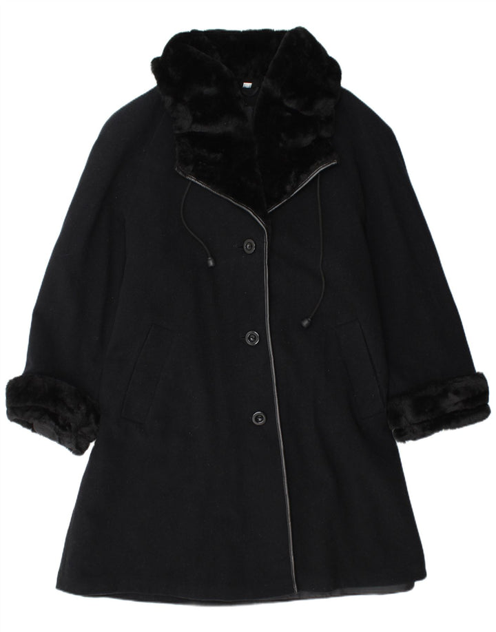 Barisal Womens Oversized Overcoat UK 16 Large Black Wool