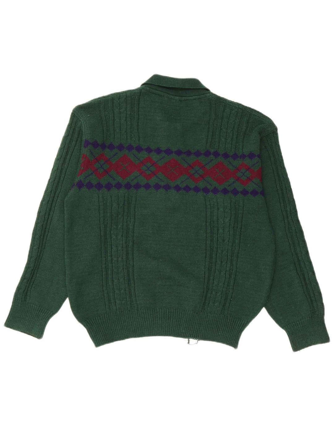 KAPPA Mens Polo Neck Jumper Sweater Medium Green Geometric Wool