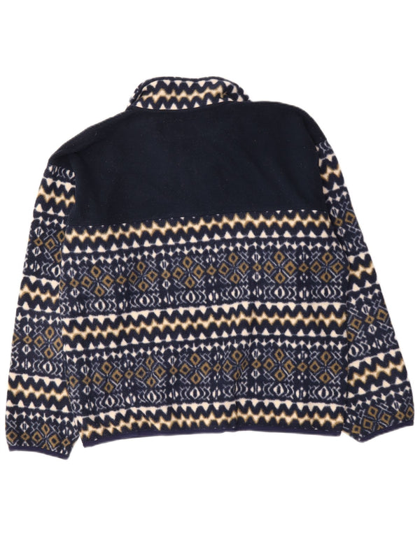 Invicta Mens Zip Neck Fleece Jumper Medium Navy Blue Geometric