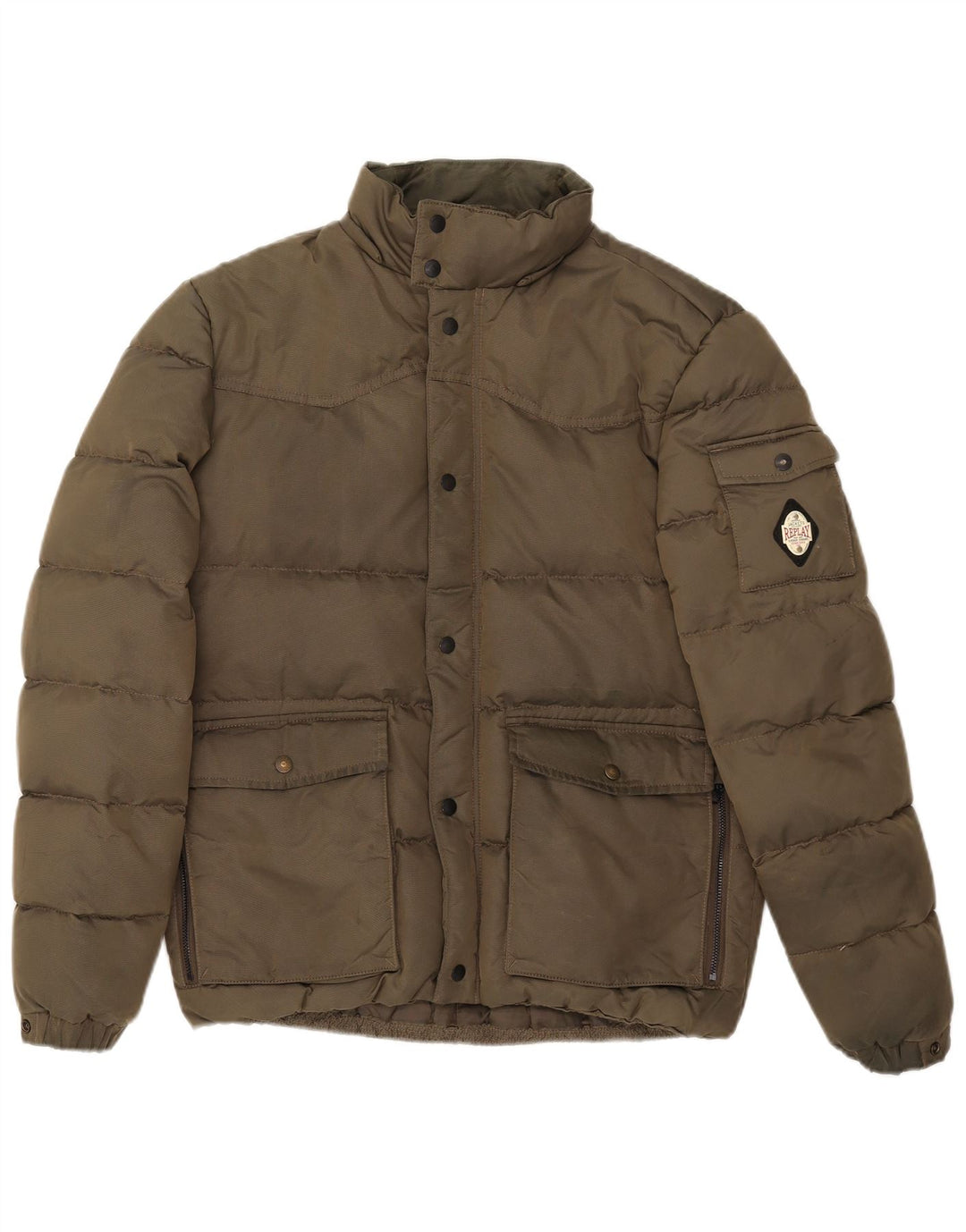 Replay Mens Padded Jacket UK 38 Medium Khaki Polyamide