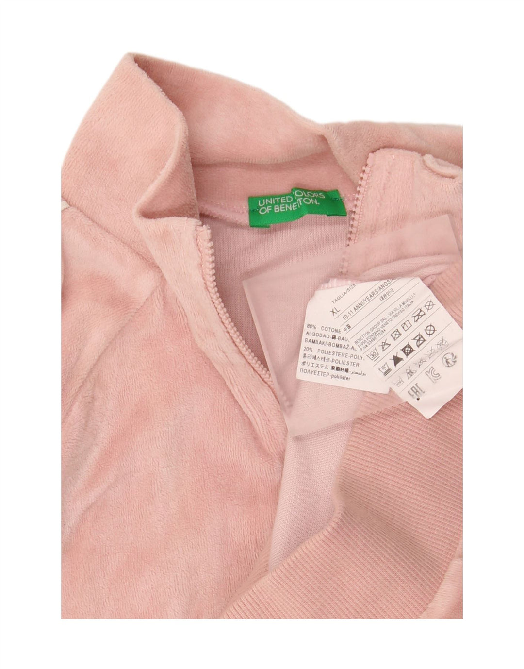 BENETTON Girls Tracksuit Top Jacket 10-11 Years XL Pink Colourblock