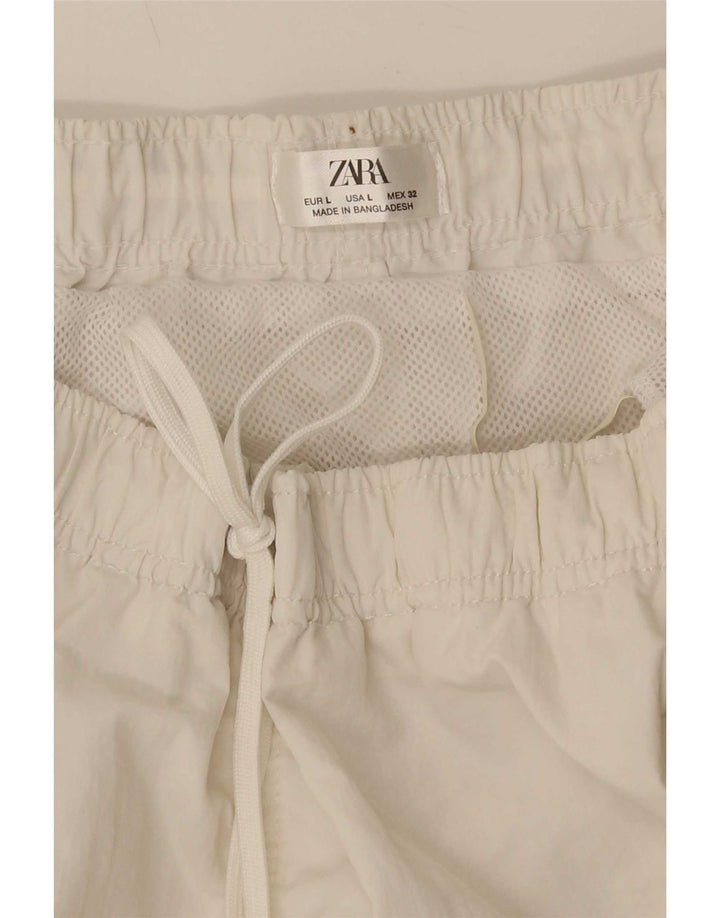 Zara Mens Swimming Shorts Large White Polyester