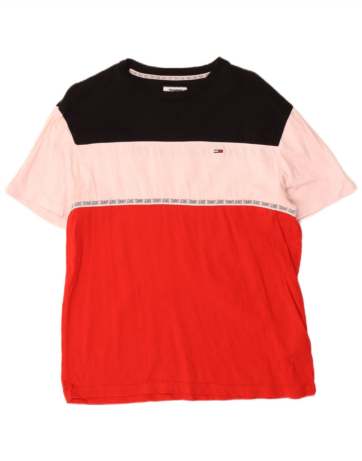 Tommy Hilfiger Mens Graphic T-Shirt Top Medium Multicoloured Colourblock