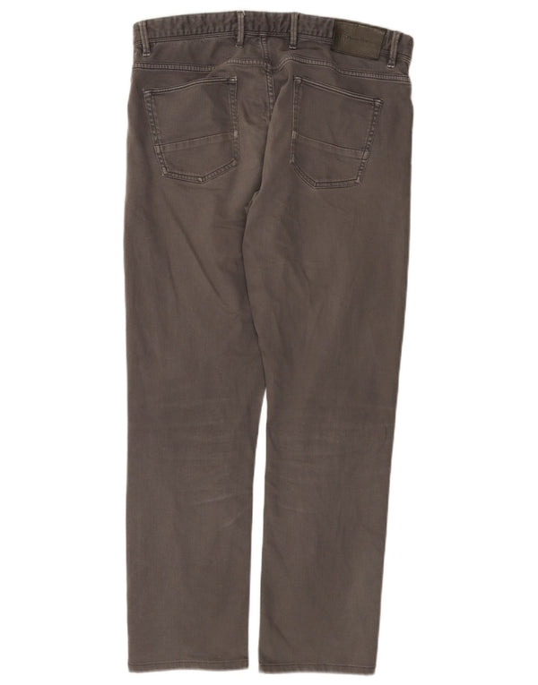 Massimo Dutti Mens Slim Fit Casual Trousers EU 42 Large W32 L28 Grey Cotton