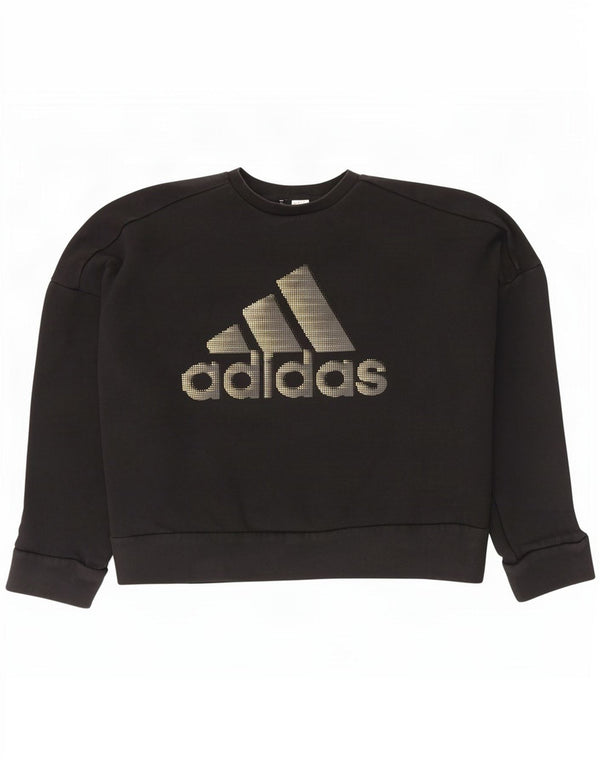 Adidas Womens Graphic Oversized Sweatshirt Jumper UK 20/22 XL Black Cotton