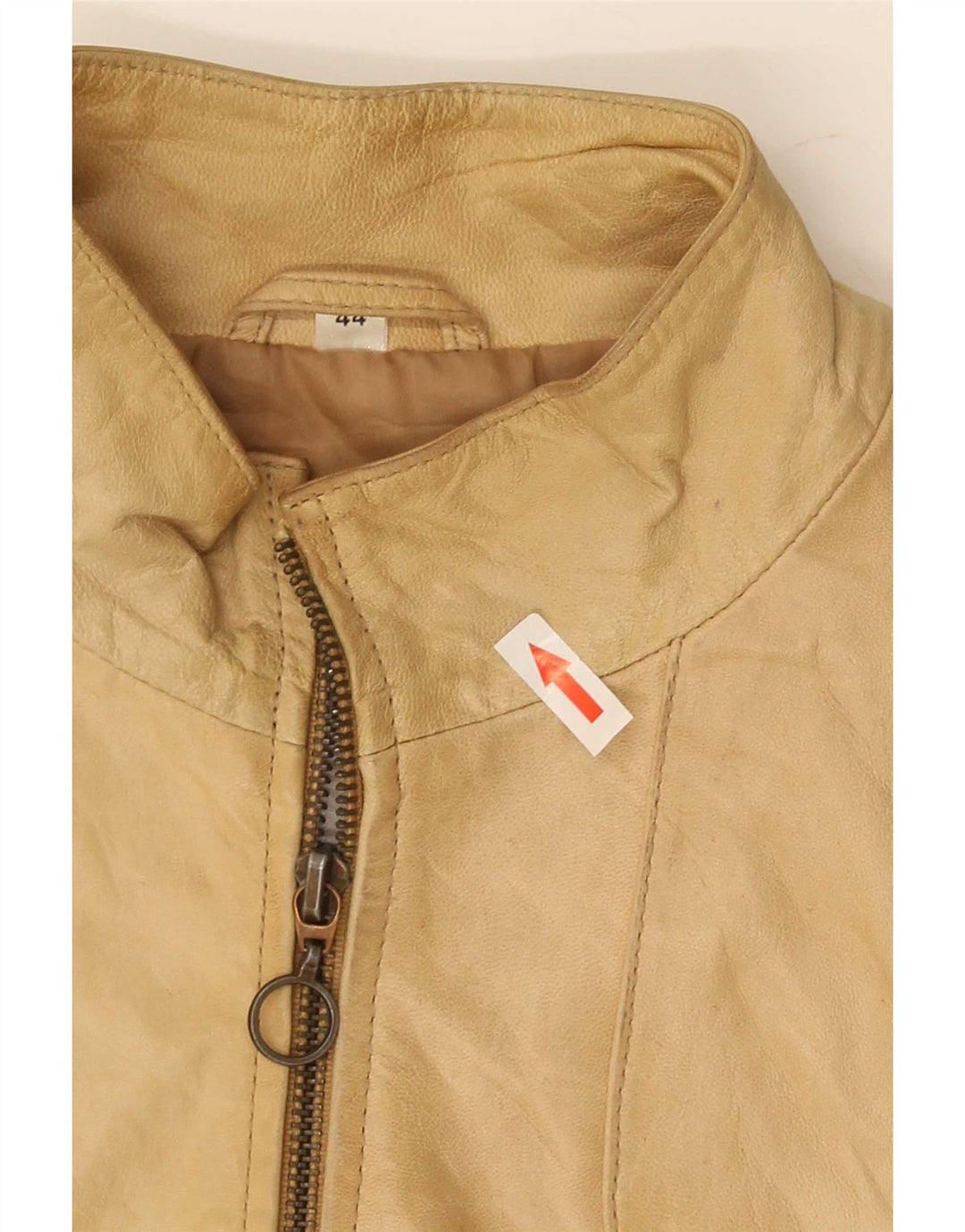 Conbipel Womens Leather Jacket IT 44 Medium Beige