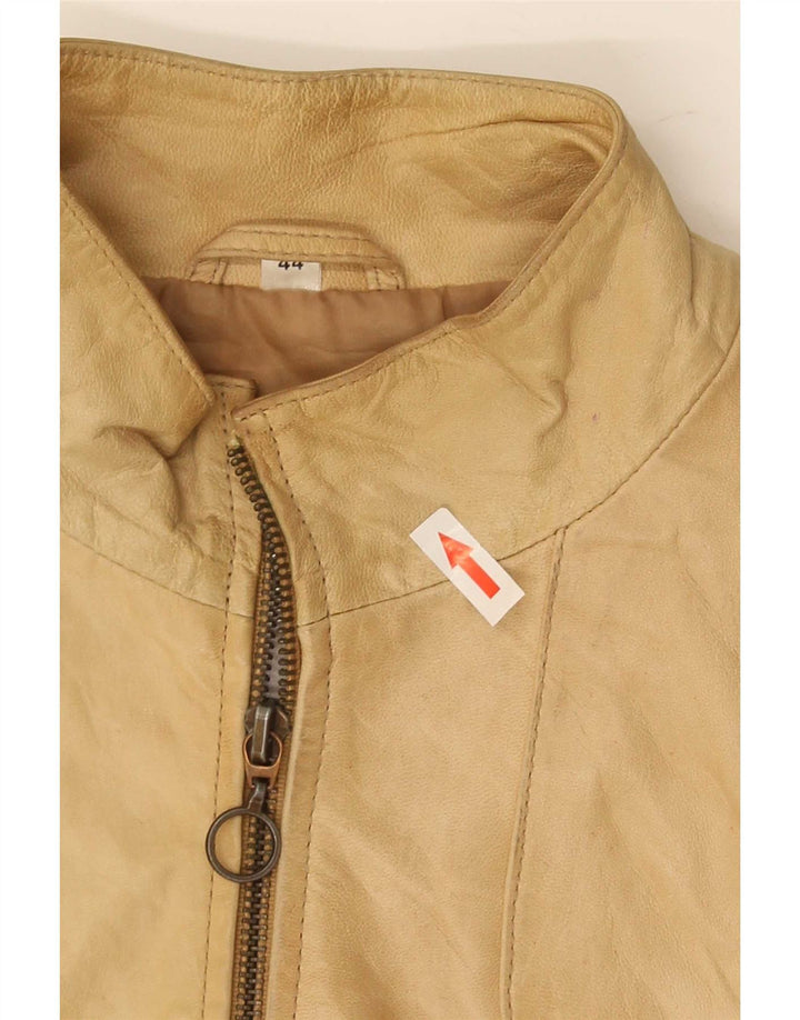 Conbipel Womens Leather Jacket IT 44 Medium Beige