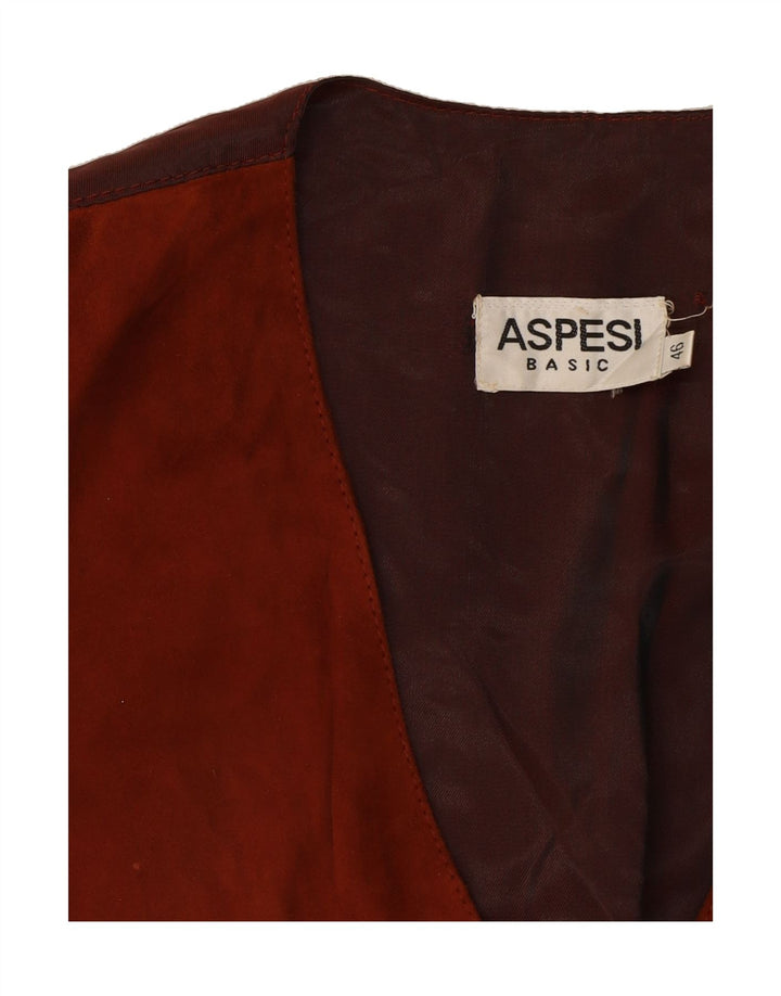 ASPESI Womens Suede Waistcoat IT 46 Large Brown Colourblock Vintage Aspesi and Second-Hand Aspesi from Messina Hembry 