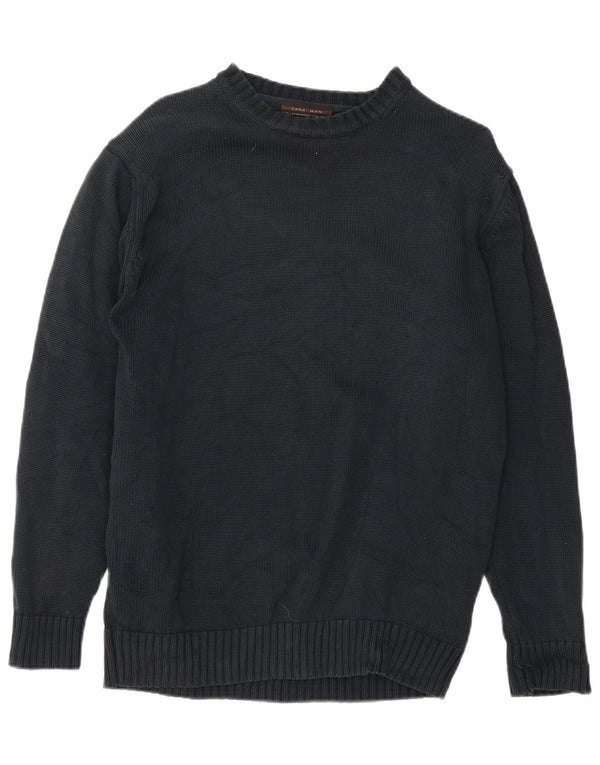 Zara Mens Crew Neck Jumper Sweater XL Black