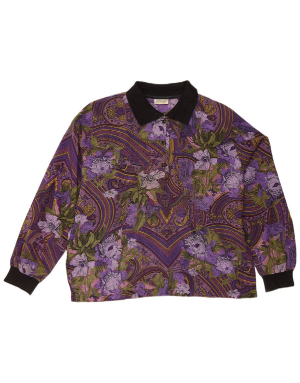 Vintage Womens Long Sleeve Blouse Top UK 14 Large Purple Paisley