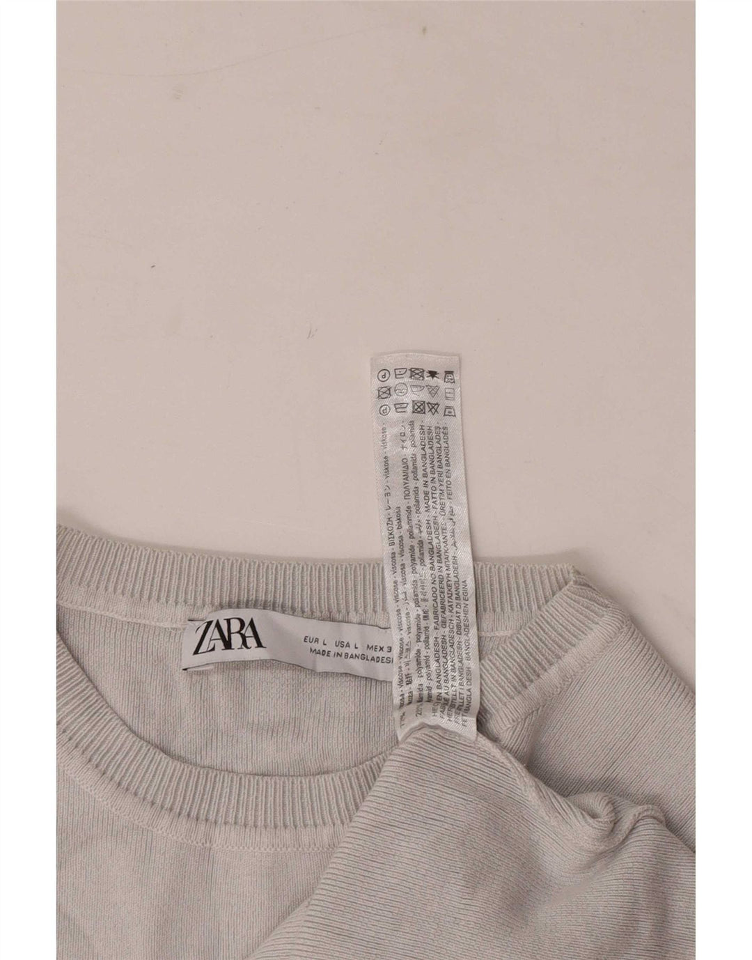 Zara Womens Crop Top UK 14 Large Grey Viscose