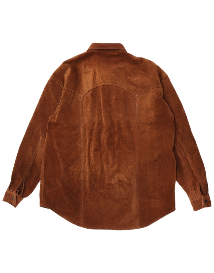 Censured Mens Suede Shirt Medium Brown Leather