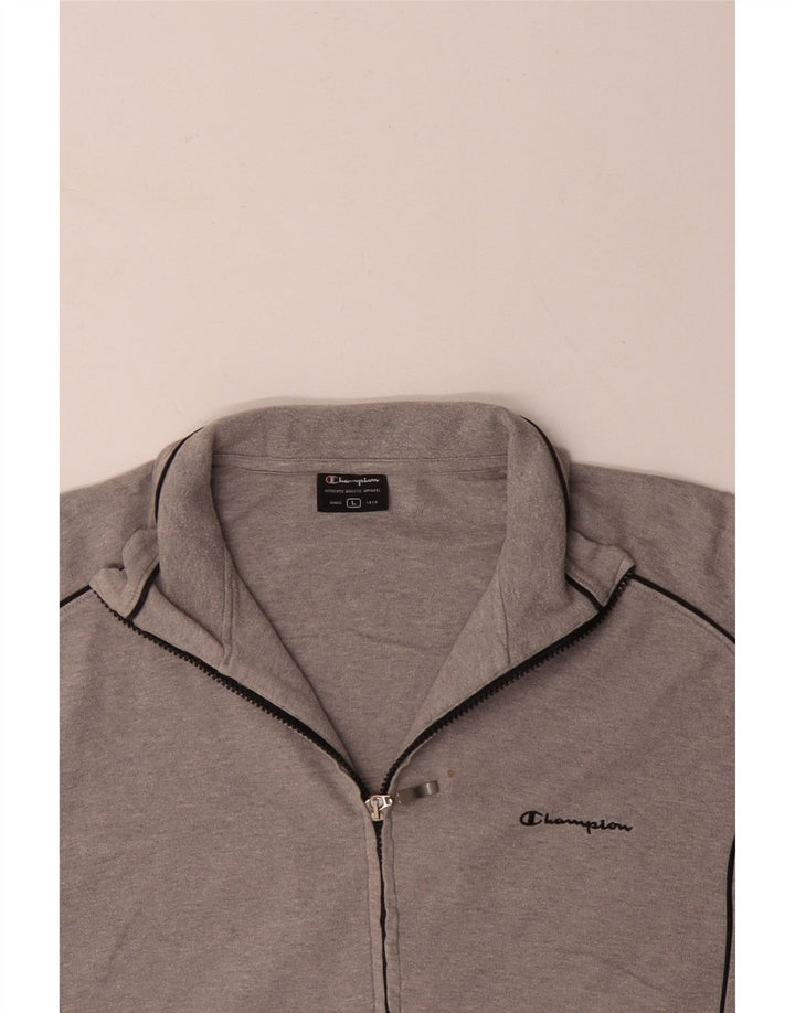 CHAMPION Mens Tracksuit Top Jacket Large Grey Cotton