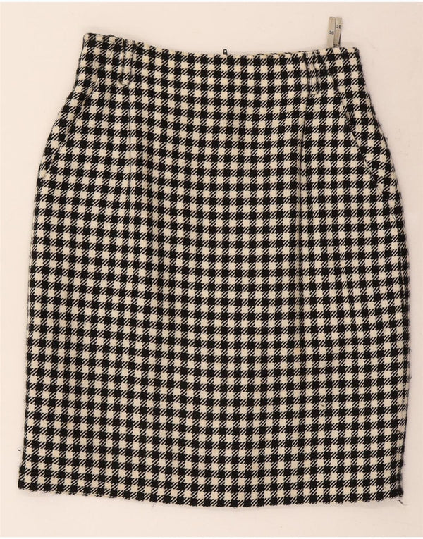 Gerry Weber Womens Pencil Skirt EU 36 Small W26 Black Houndstooth Wool