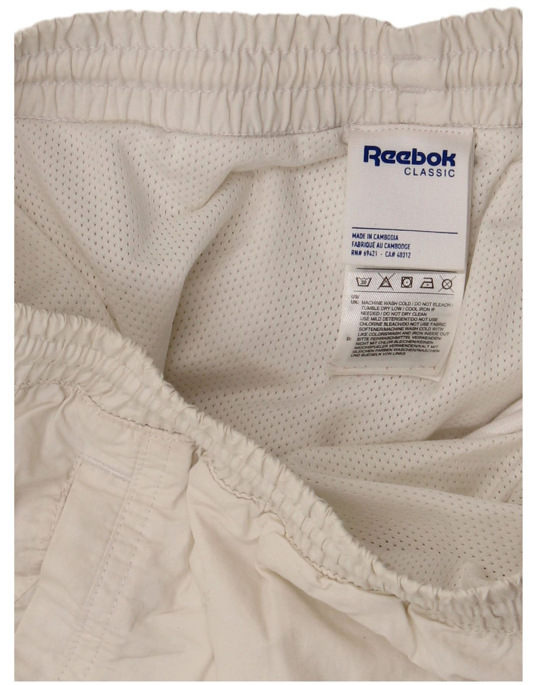 REEBOK Mens Classic Graphic Swimming Shorts Large  White Polyester