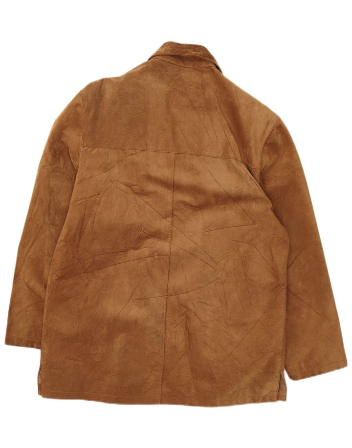 Vintage Mens Suede Jacket IT 52 XL Brown Leather