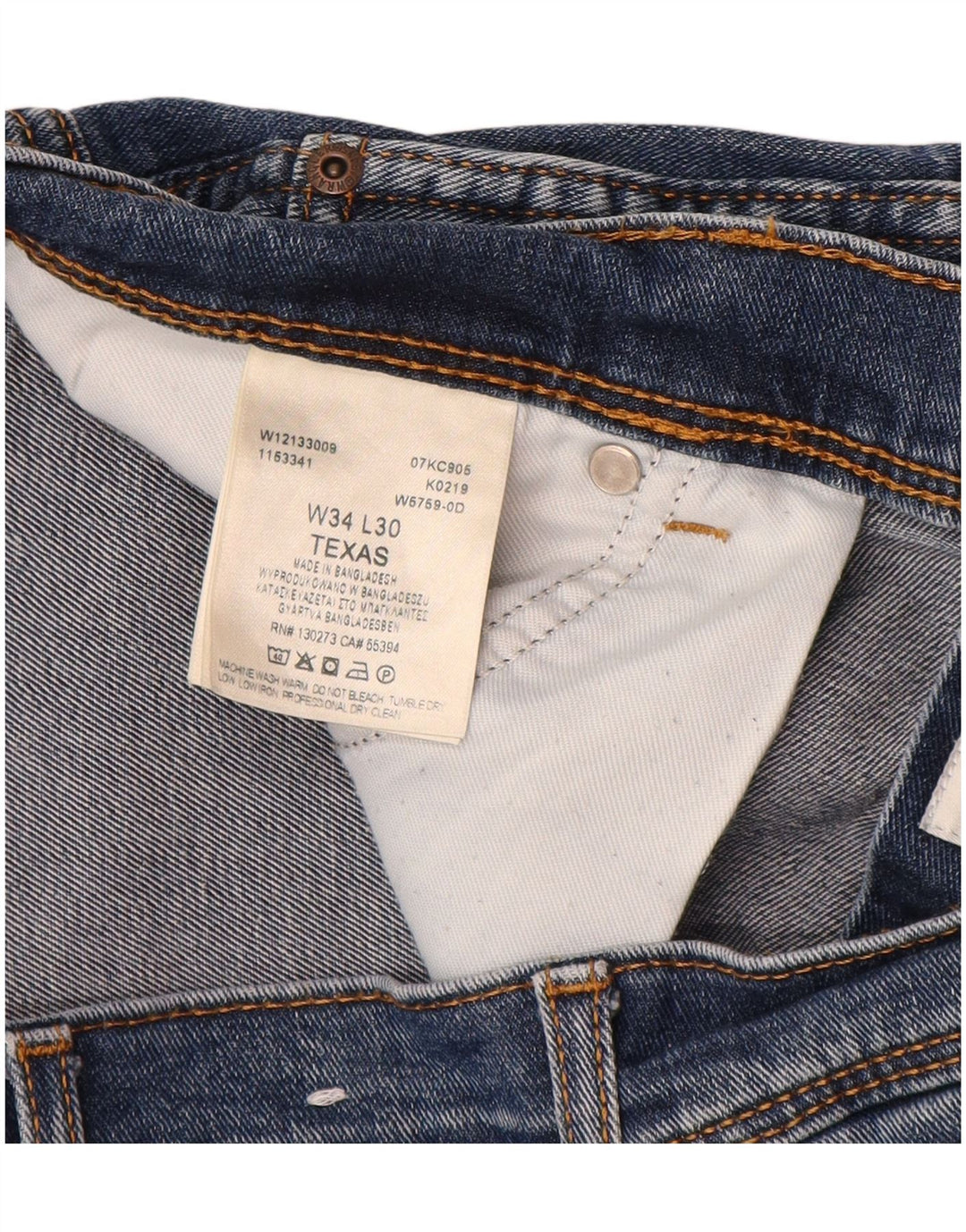 WRANGLER Mens Texas Straight Jeans W34 L30 Blue Cotton