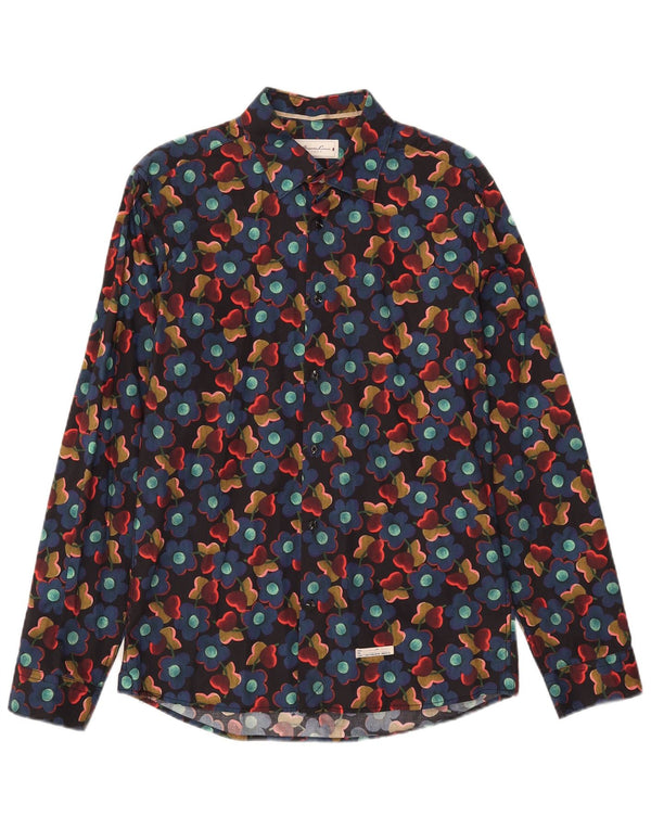 Alessandra Lamura Mens Shirt Large Black Floral Cotton