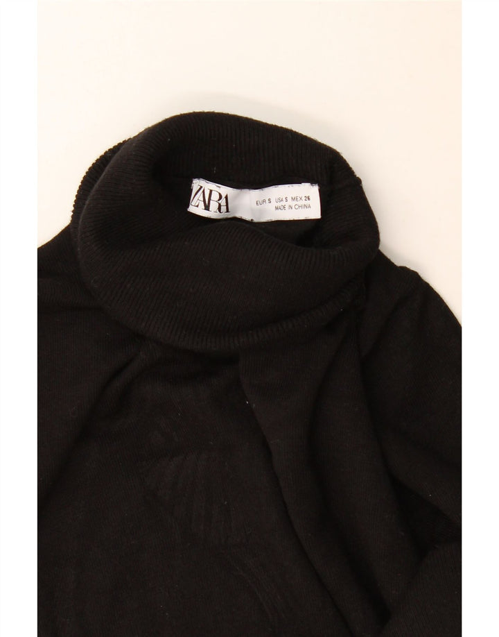 Zara Womens Roll Neck Jumper Sweater UK 10 Small Black
