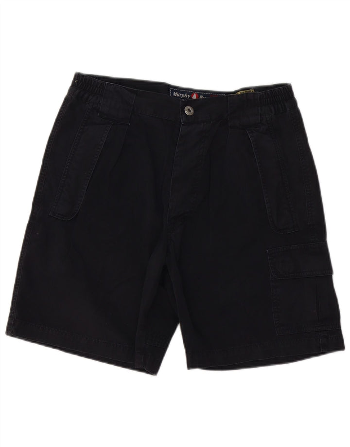 Murphy & Nye Mens Cargo Shorts W31 Medium Black Cotton