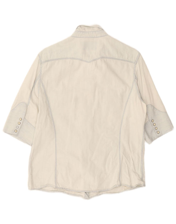 Levi's Womens Short Sleeve Denim Shirt UK 16 Large Blue