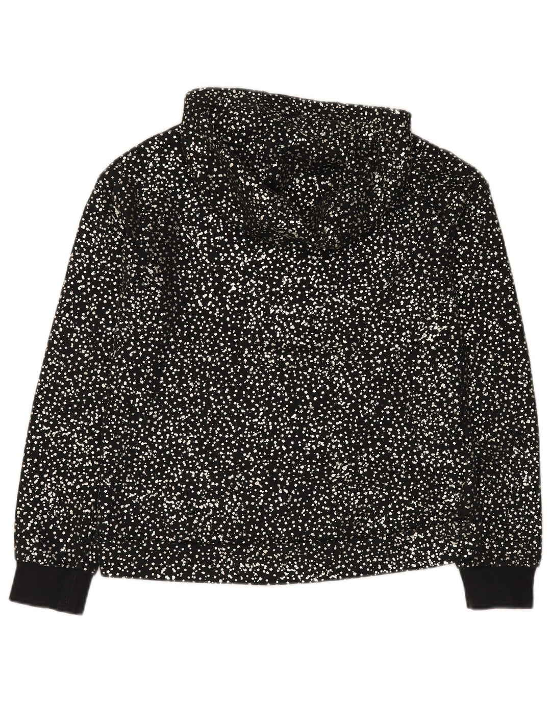 NIKE Girls Hoodie Jumper 13-14 Years XL Black Spotted Cotton