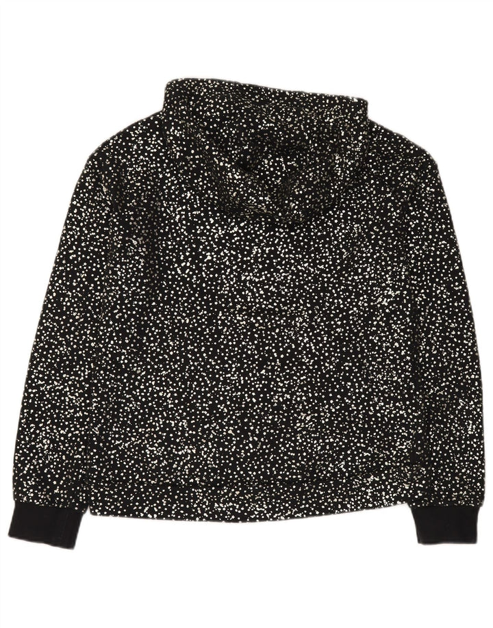 NIKE Girls Hoodie Jumper 13-14 Years XL Black Spotted Cotton