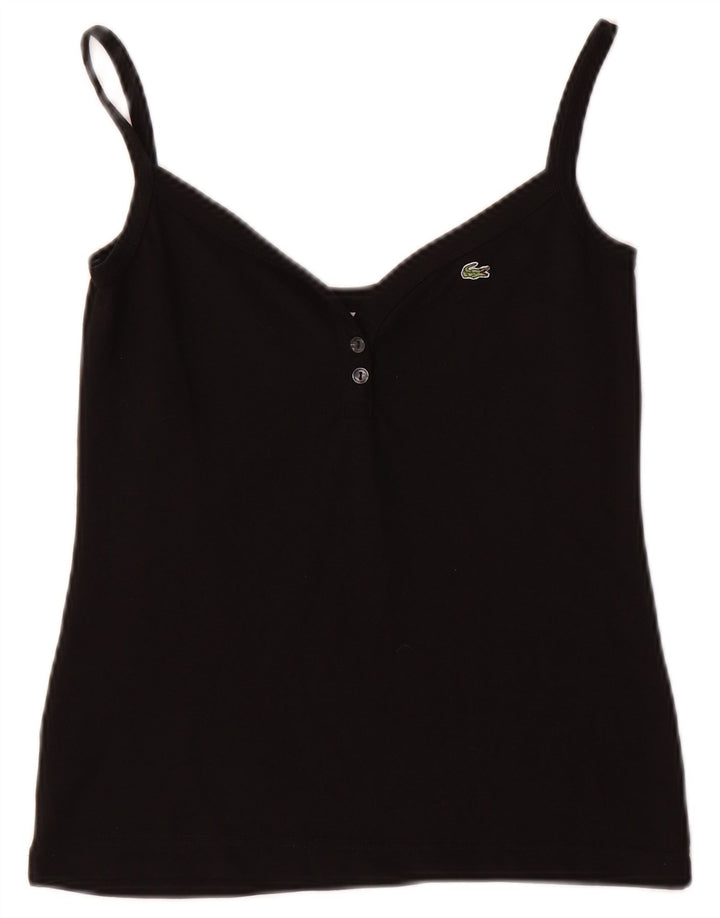 LACOSTE Womens Cami Top UK 8 Small Black Cotton