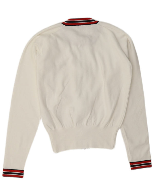 Chervo Womens Crop Full Zip Cardigan Sweater IT 46 Large White Colourblock