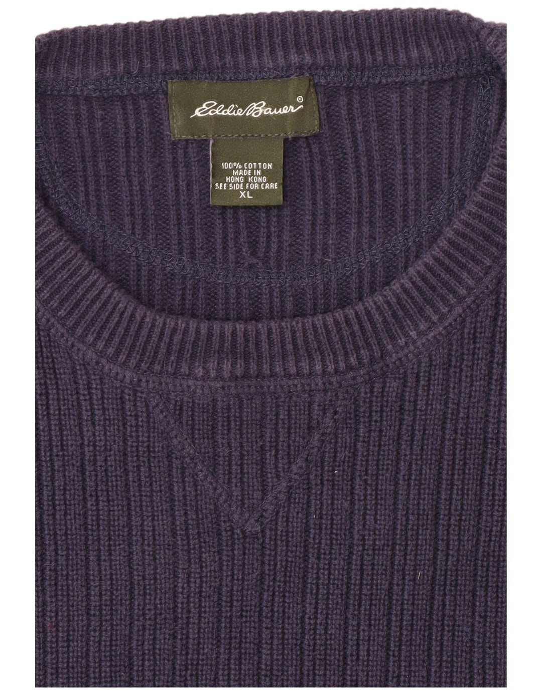 EDDIE BAUER Mens Crew Neck Jumper Sweater XL Navy Blue Cotton