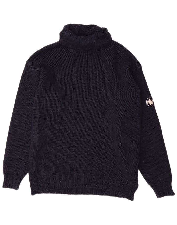 MURPHY & NYE Mens Roll Neck Jumper Sweater Medium Navy Blue Wool