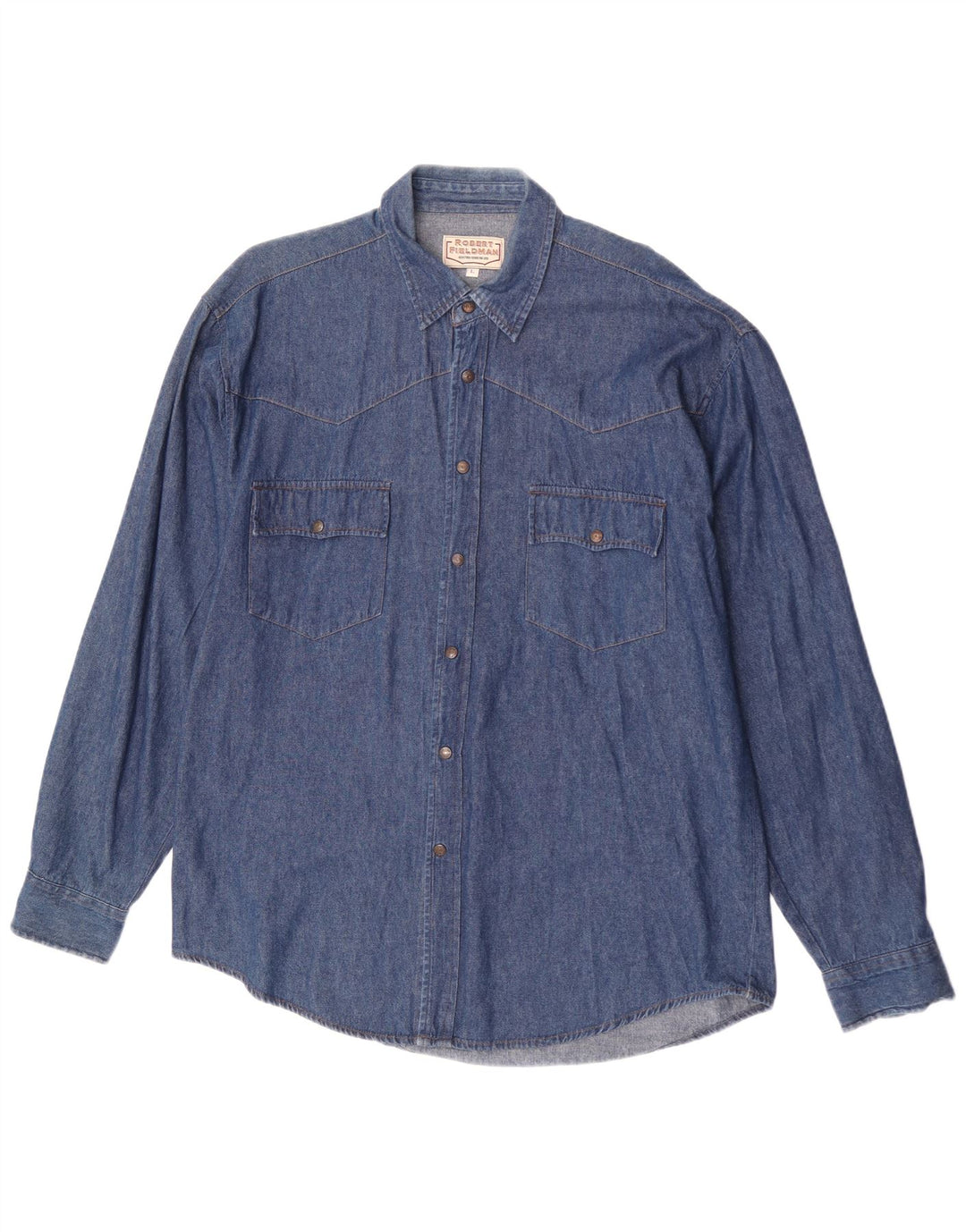 Vintage Mens Denim Shirt Large Blue Cotton