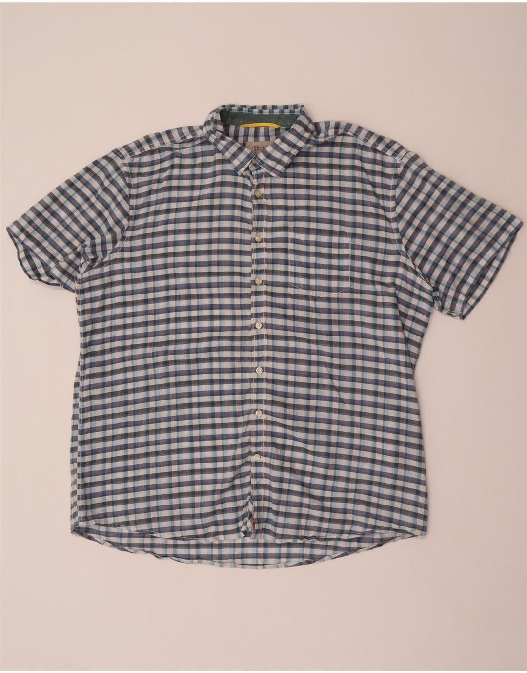 Camel Active Mens Short Sleeve Regular Fit Shirt XL Blue Check Cotton