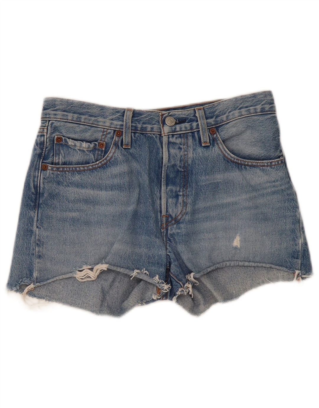 LEVI'S Womens 501 Distressed Denim Shorts W26 Small Blue Cotton
