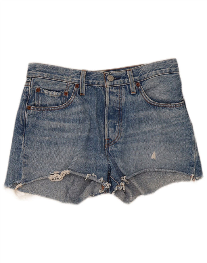 LEVI'S Womens 501 Distressed Denim Shorts W26 Small Blue Cotton
