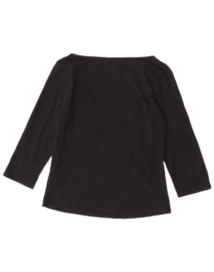 Marks & Spencer Womens Crop Top 3/4 Sleeve UK 12 Medium Black Cotton