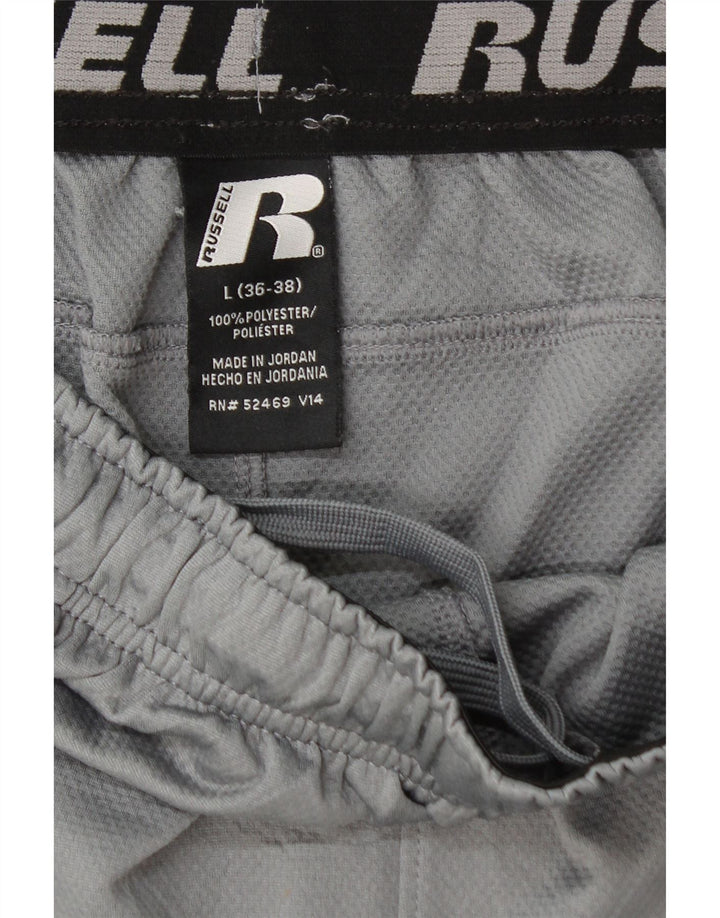 RUSSELL ATHLETIC Mens Dri-Power Sport Shorts Large  Grey Colourblock
