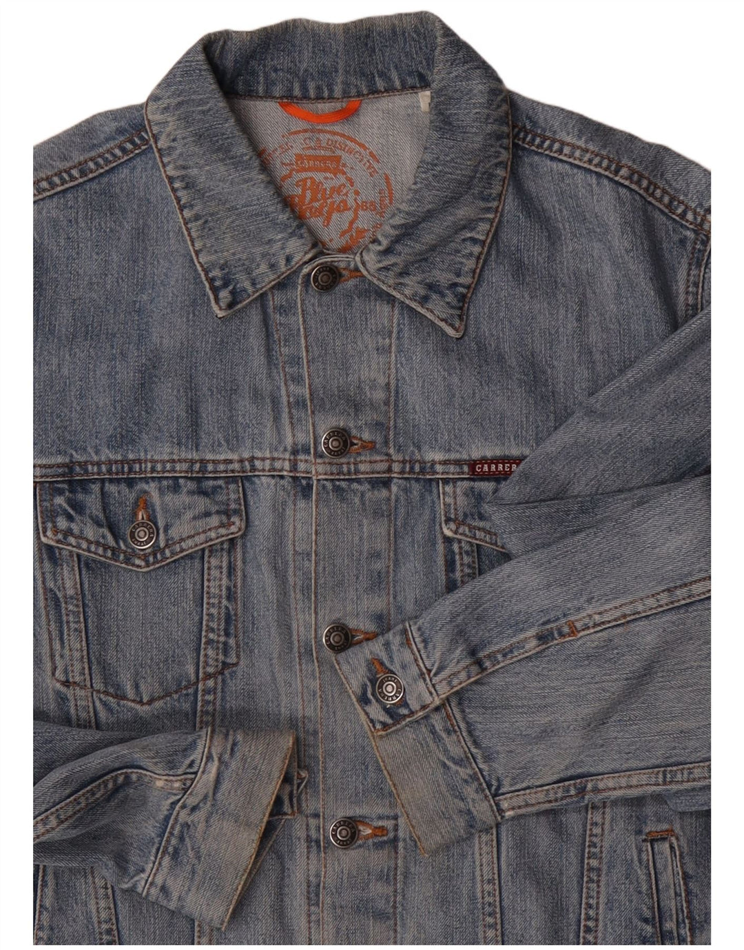 CARRERA Mens Denim Jacket UK 40 Large Blue Cotton