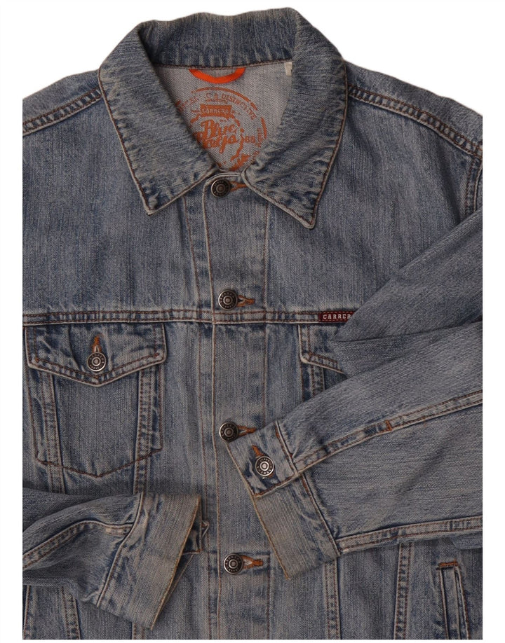 CARRERA Mens Denim Jacket UK 40 Large Blue Cotton