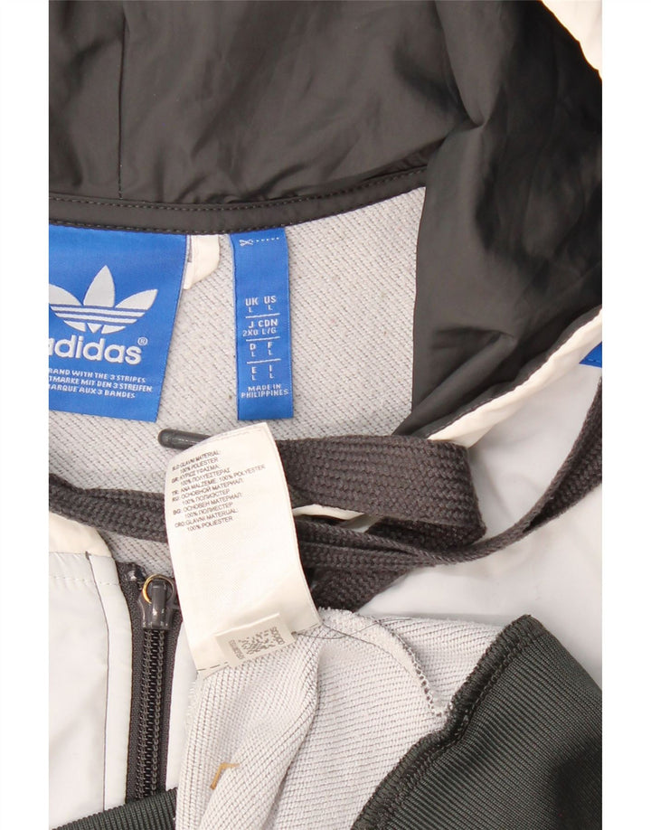 ADIDAS Mens Sleeveless Zip Hoodie Sweater Large Grey Colourblock Polyester