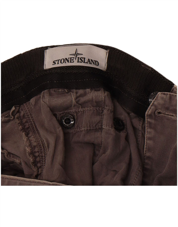 Stone Island Mens Straight Cargo Trousers W32 L34 Grey Cotton