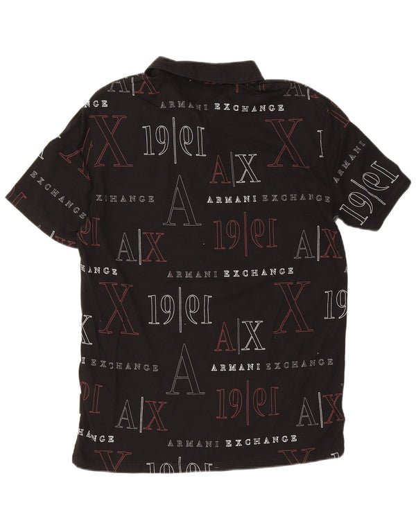 Armani Exchange Mens Graphic Polo Shirt Small Black Cotton