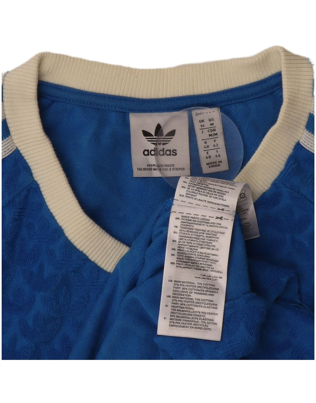 Adidas Womens Graphic T-Shirt Top UK 14 Medium Blue Cotton