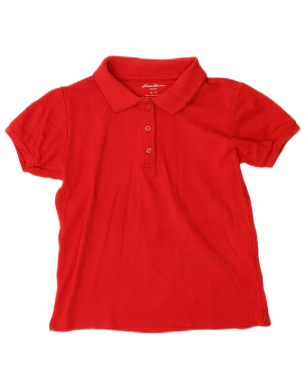 EDDIE BAUER Girls Polo Shirt 9-10 Years Red Cotton