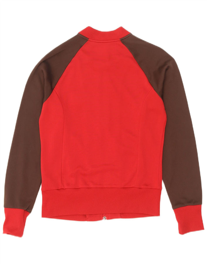 Adidas Womens Tracksuit Top Jacket IT 38 XS Red Colourblock Polyamide